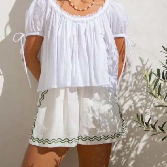 VRG GRL The Sea & I Linen Shorts // Green Swirl - Picture 10 of 11